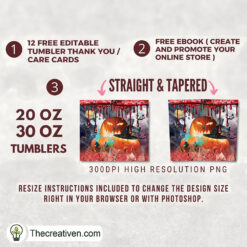 Alternative view of 20oz Skinny Tumbler Blood and Pumpkins Tumbler Wrap – Digital Download