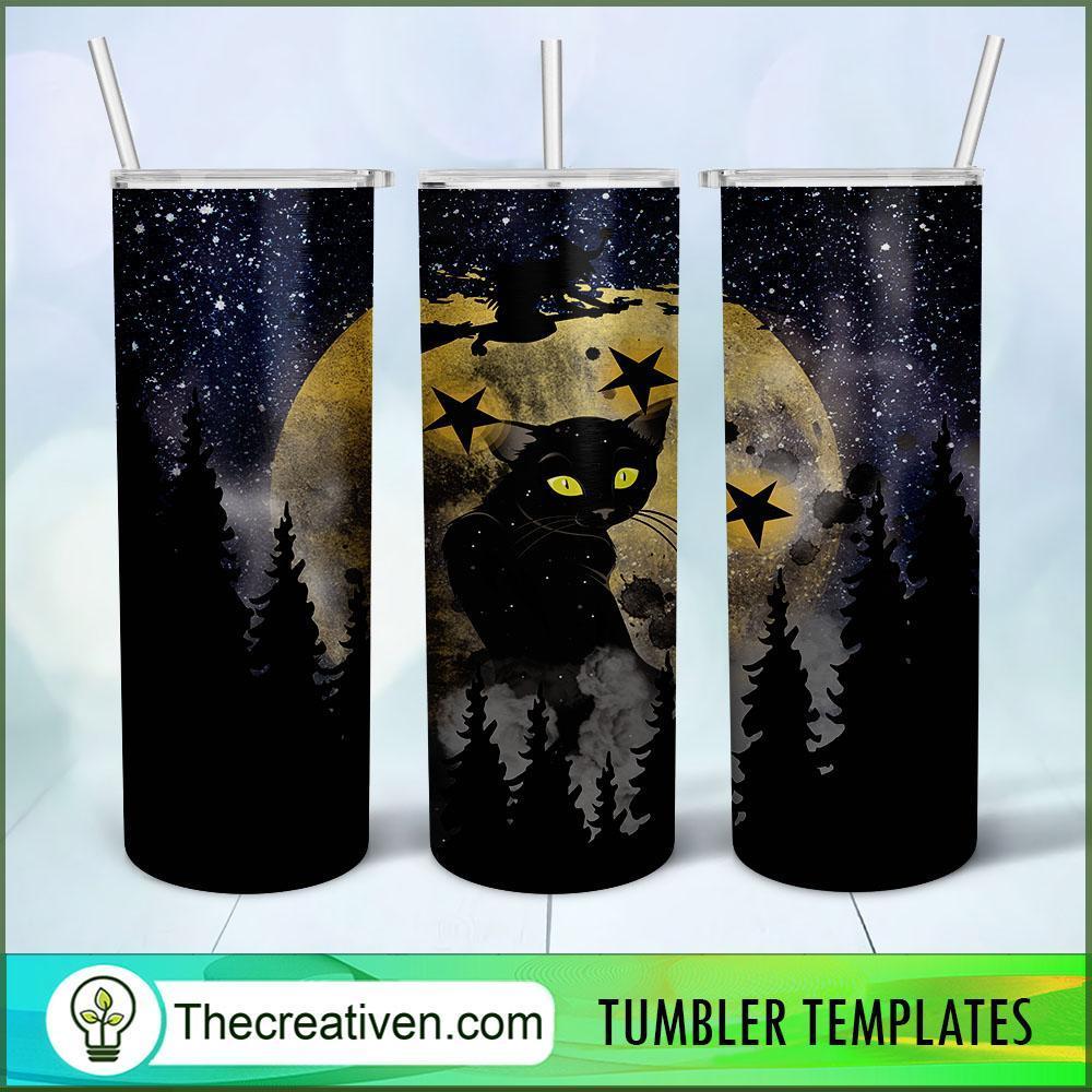 20oz Tumbler Black Cat On Full Moon Tumbler Wrap – Digital Download 1 20oz Tumbler Black Cat On Full Moon Tumbler Wrap – Digital Download