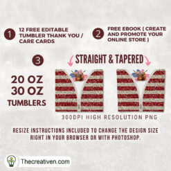 Alternative view of Glitter Red/White Highland Cow Tumbler Tumbler Wrap – Digital Download