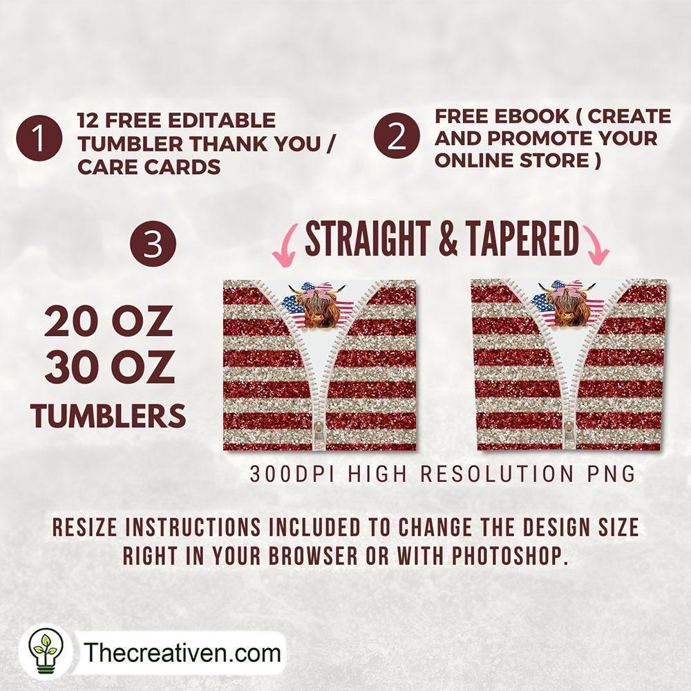 Glitter Red/White Highland Cow Tumbler Tumbler Wrap – Digital Download 2 Glitter Red/White Highland Cow Tumbler Tumbler Wrap – Digital Download - Image 2