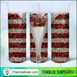 Glitter Red/White Highland Cow Tumbler Tumbler Wrap – Digital Download