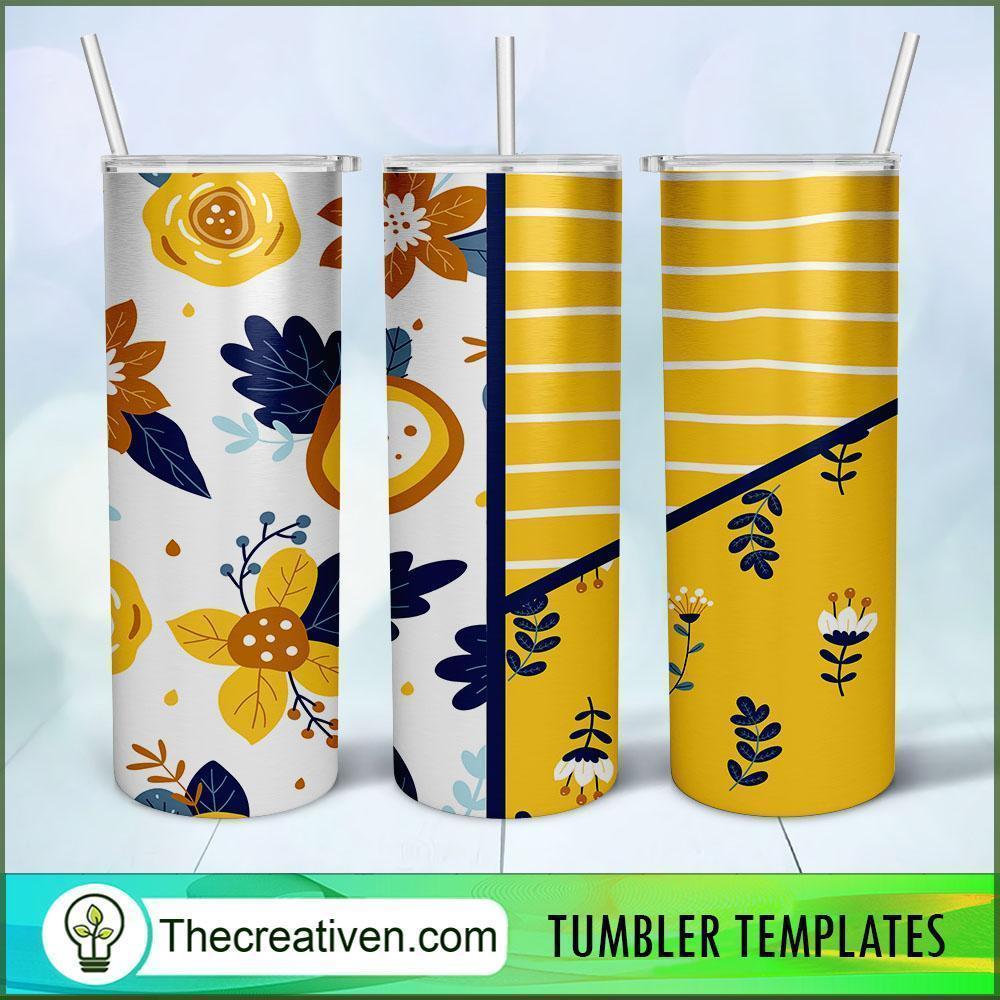 20oz Floral Yellow and Blue Split Tumbler Wrap – Digital Download 1 20oz Floral Yellow and Blue Split Tumbler Wrap – Digital Download