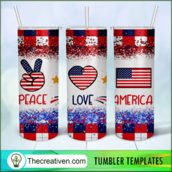 Skinny Tumbler Wrap Peace Love America Tumbler Wrap – Digital Download