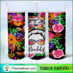 Skinny Tumbler Sublimation Beach Life Tumbler Wrap – Digital Download