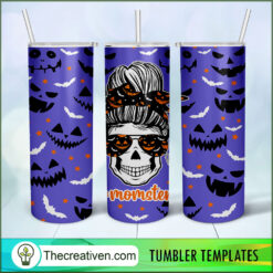 Skinny Tumbler Halloween Momster Skull Tumbler Wrap –  Design 32678