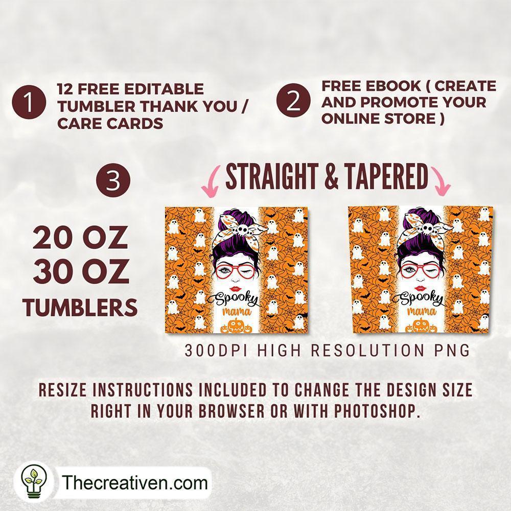 Skinny Tumbler Halloween Spooky Mama, 20oz Skinny Straight, Full Tumbler Wrap, PNG Digital File 2 11 copy 16