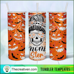 Skinny Tumbler Halloween Momster Skull Tumbler Wrap –  Design 32657