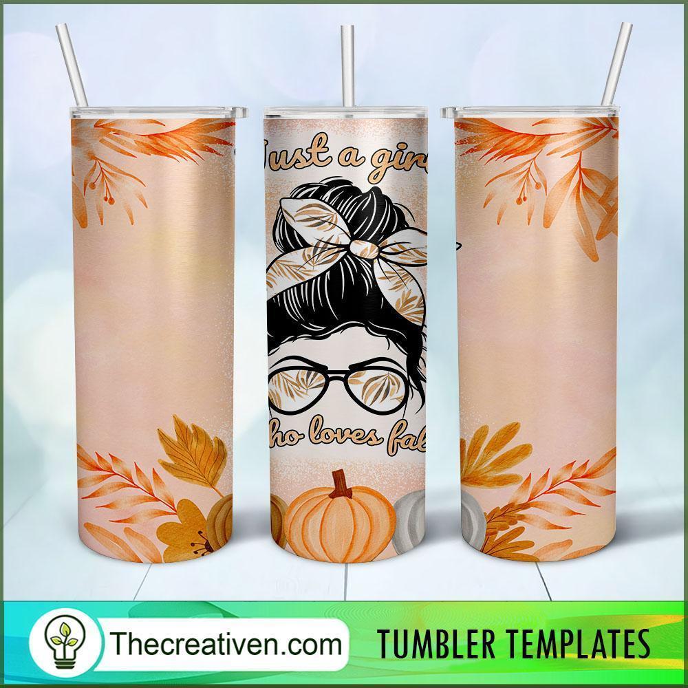 Just a Girl Who Loves Fall Tumbler Tumbler Wrap – Digital Download 1 Product design - Lighting