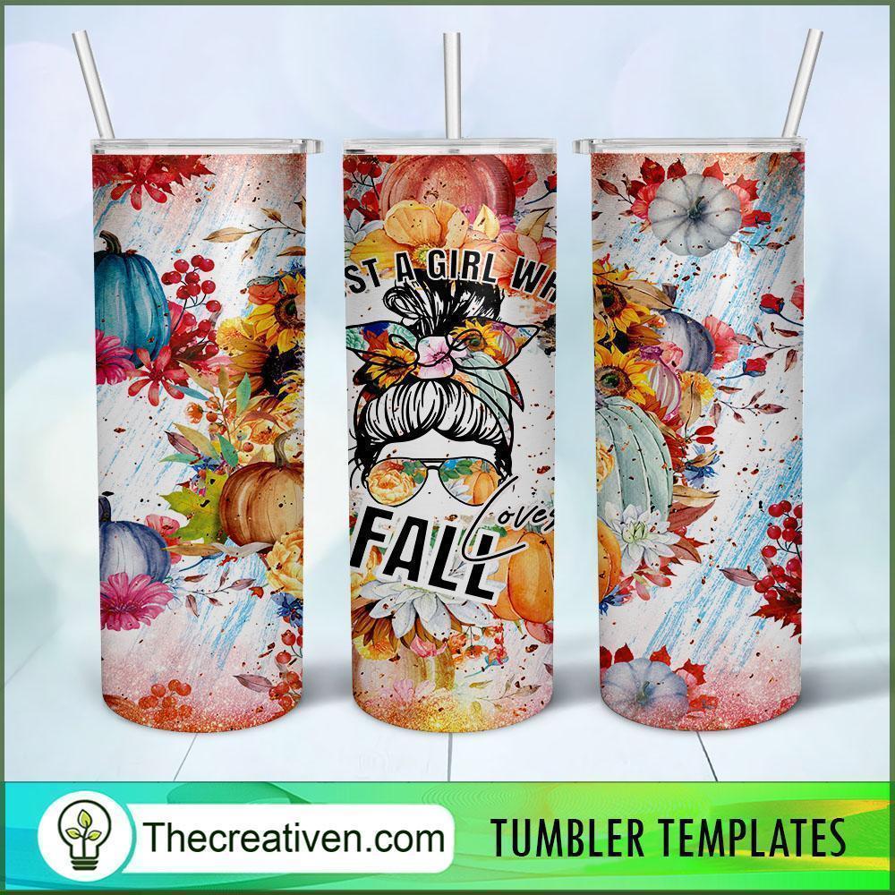 Just a Girl Who Loves Fall 20oz Tumbler, 20oz Skinny Straight, Full Tumbler Wrap, PNG Digital File 1 10 copy 12