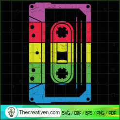 Retro Colorful Cassette SVG Cut File for Cricut & Silhouette
