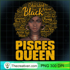 Pisces Queen Black Woman Afro Natural Hair PNG Clipart Design 31023