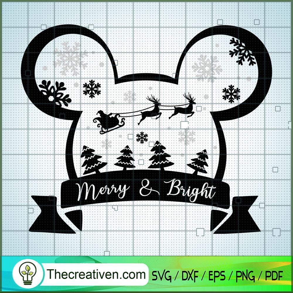 Merry & Bright Mickey SVG, Disney Christmas SVG, Mickey And Minnie SVG 1 Merry & Bright Mickey SVG, Disney Christmas SVG, Mickey And Minnie SVG