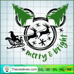 Merry & Bright Mickey Head SVG Cut File for Cricut & Silhouette