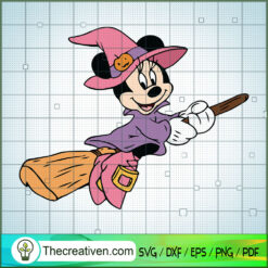 Cute Minnie Witch Fly SVG, Disney Halloween SVG, Mickey And Minnie SVG