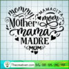 Heart Mama - Words SVG, Mother SVG, SVG For Cricut Silhouette 2 Heart mama words copy