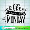 Coffee Because It'S Monday Free SVG Cut File for Cricut & Silhouette