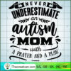 Never Underestimate An Autis SVG Cut File for Cricut 2 Never underestimate an autism mom copy
