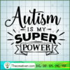 Autism Is My Super Power Free SVG Cut File for Cricut & Silhouette 3 Autism is my super power copy