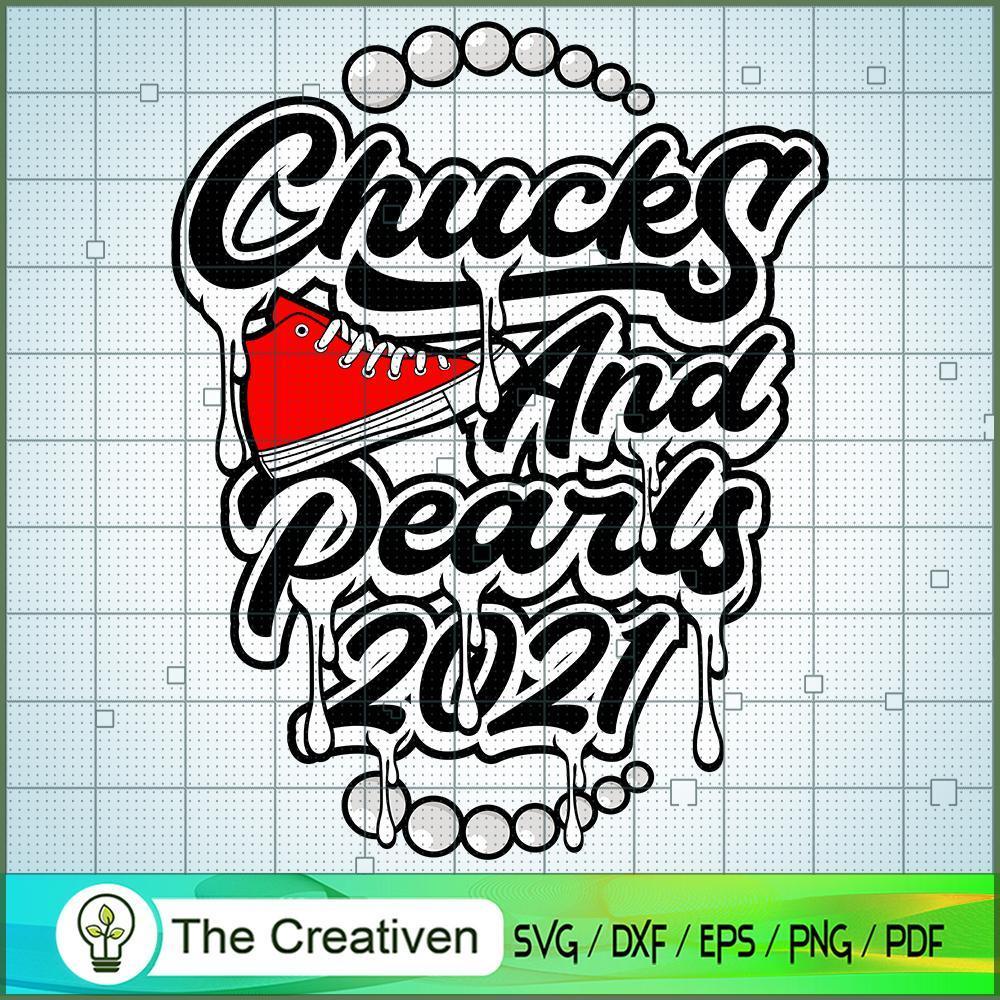 CHUCKS and PEARLS 2021 Typography SVG, Chucks And Pearls SVG, Converse Shoe SVG 1 18 copy 5