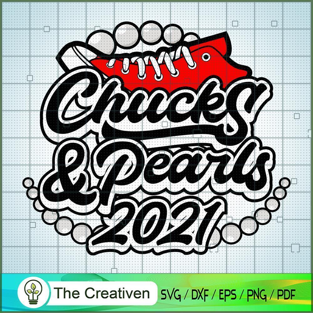 CHUCKS and PEARLS 2021 Red SVG, Chucks And Pearls SVG, Converse Shoe SVG 1 17 copy 5