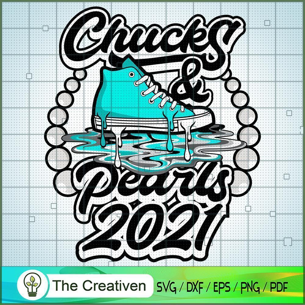 CHUCKS and PEARLS 2021 Green SVG, Chucks And Pearls SVG, Converse Shoe SVG 1 16
