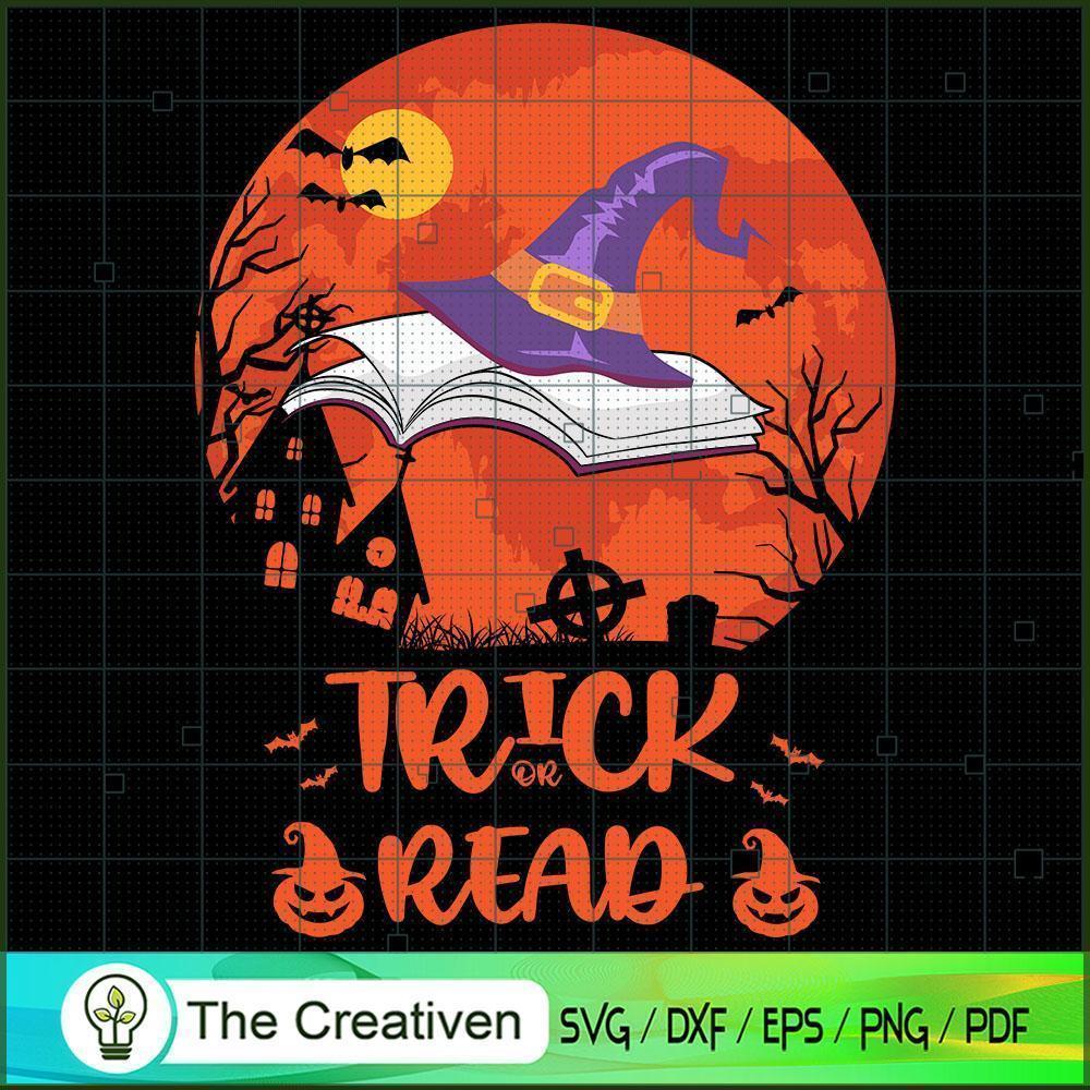 Trick Or Read Witch Hat SVG Cut File for Cricut & Silhouette 1 Trick Or Read Witch Hat SVG Cut File for Cricut & Silhouette