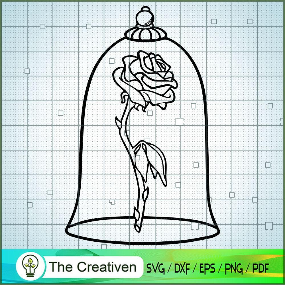 Outline Flower In Glass SVG Cut File for Cricut & Silhouette 1 Outline Flower In Glass SVG Cut File for Cricut & Silhouette