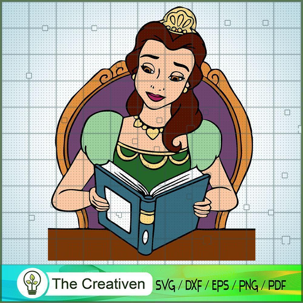 Belle Princess Reading Book SVG Cut File for Cricut & Silhouette 1 Belle Princess Reading Book SVG Cut File for Cricut & Silhouette