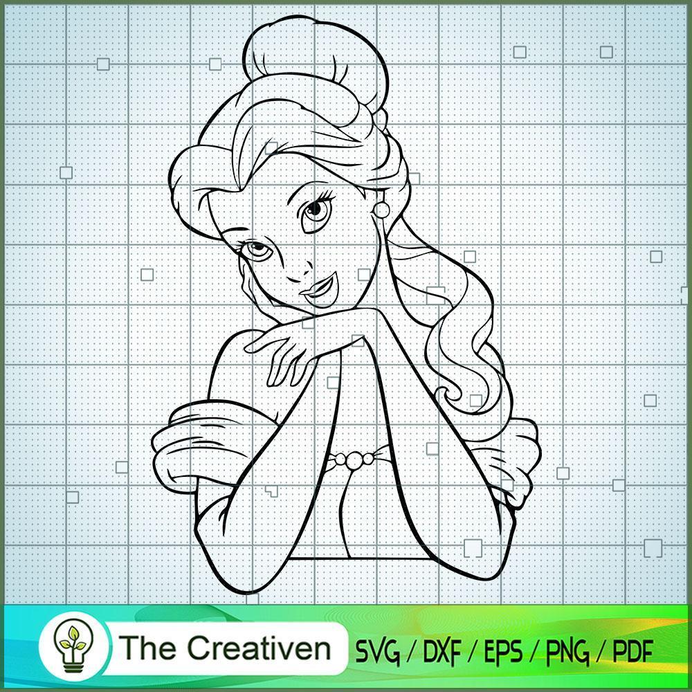 Belle Princess Outline SVG Cut File for Cricut & Silhouette 1 Belle Princess Outline SVG Cut File for Cricut & Silhouette