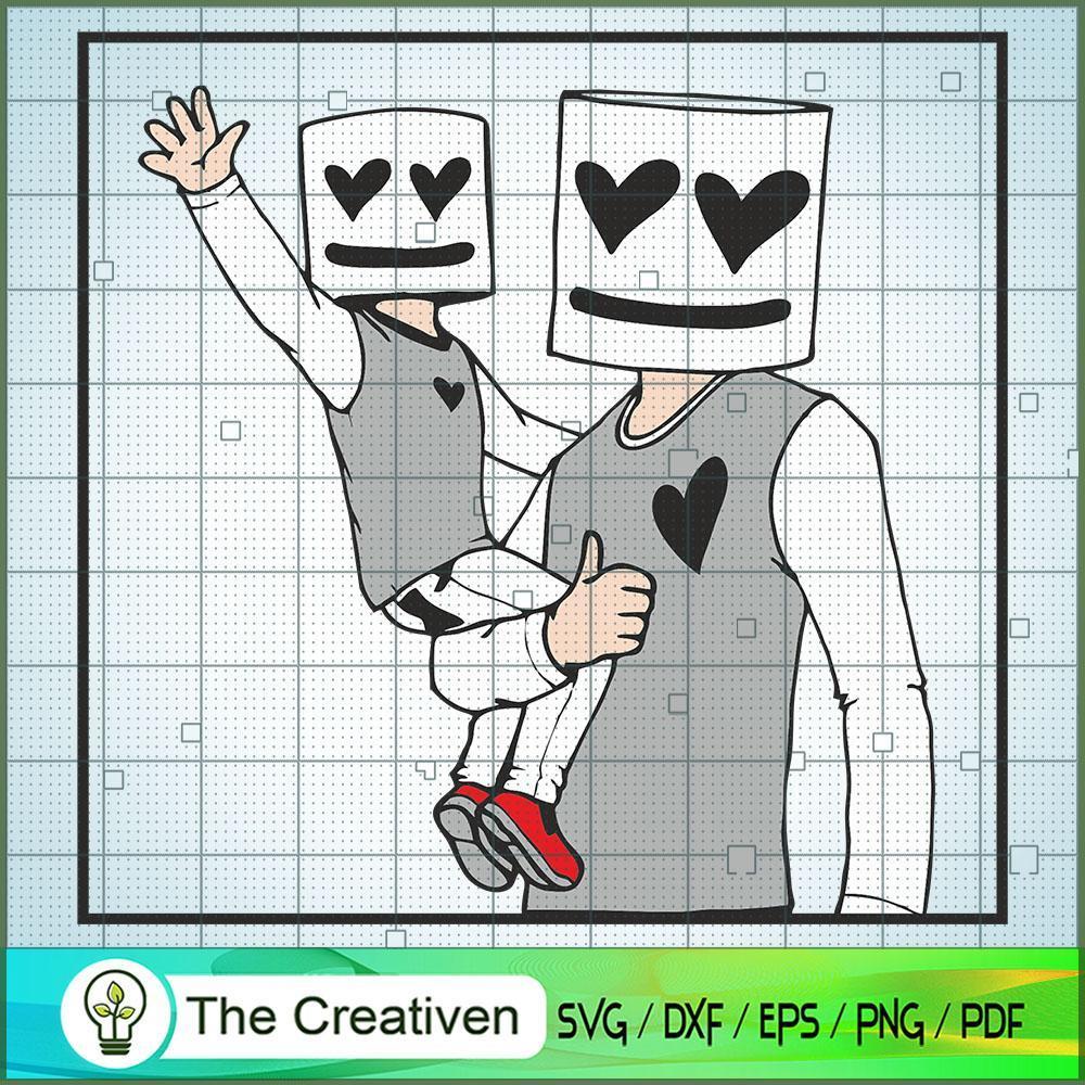 Dad And Son Marshmello Hat SVG, Marshmello SVG, DJ SVG, Producer SVG 1 12 copy 1