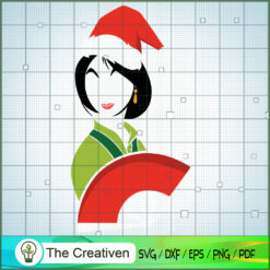 Mulan Color Christmas Hat SVG, Disney Princess SVG, Christmas SVG