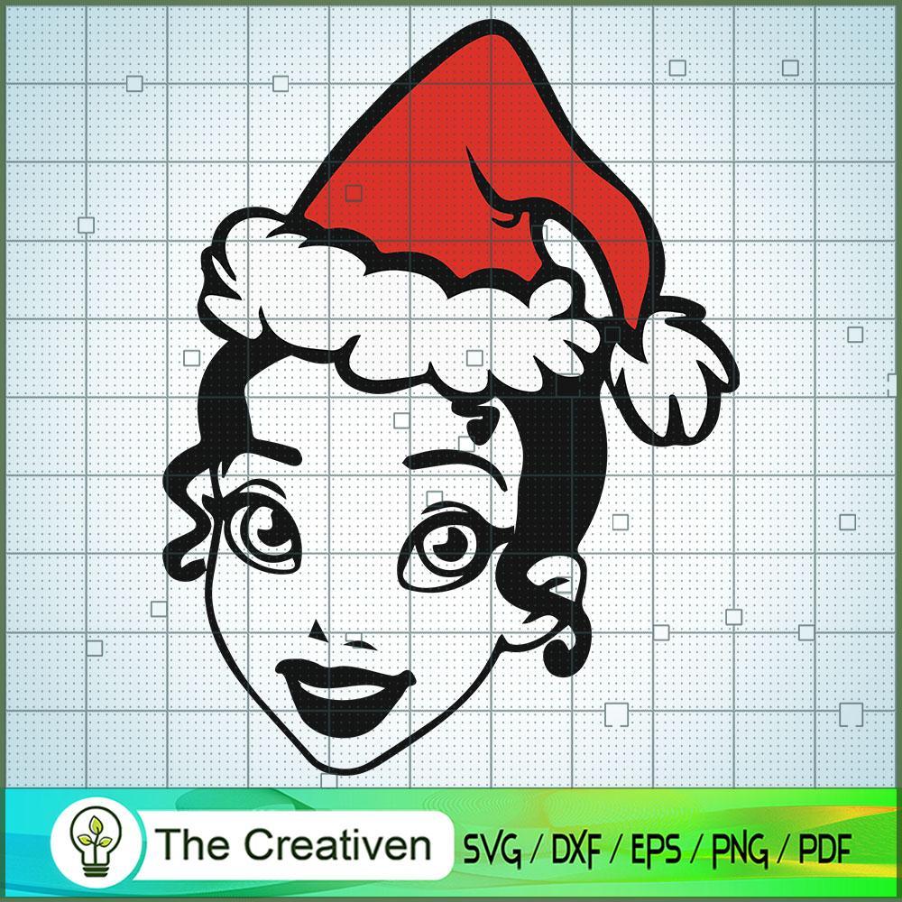 Belle Princess Christmas Hat SVG, Disney Princess SVG, Christmas SVG 1 2 bw copy
