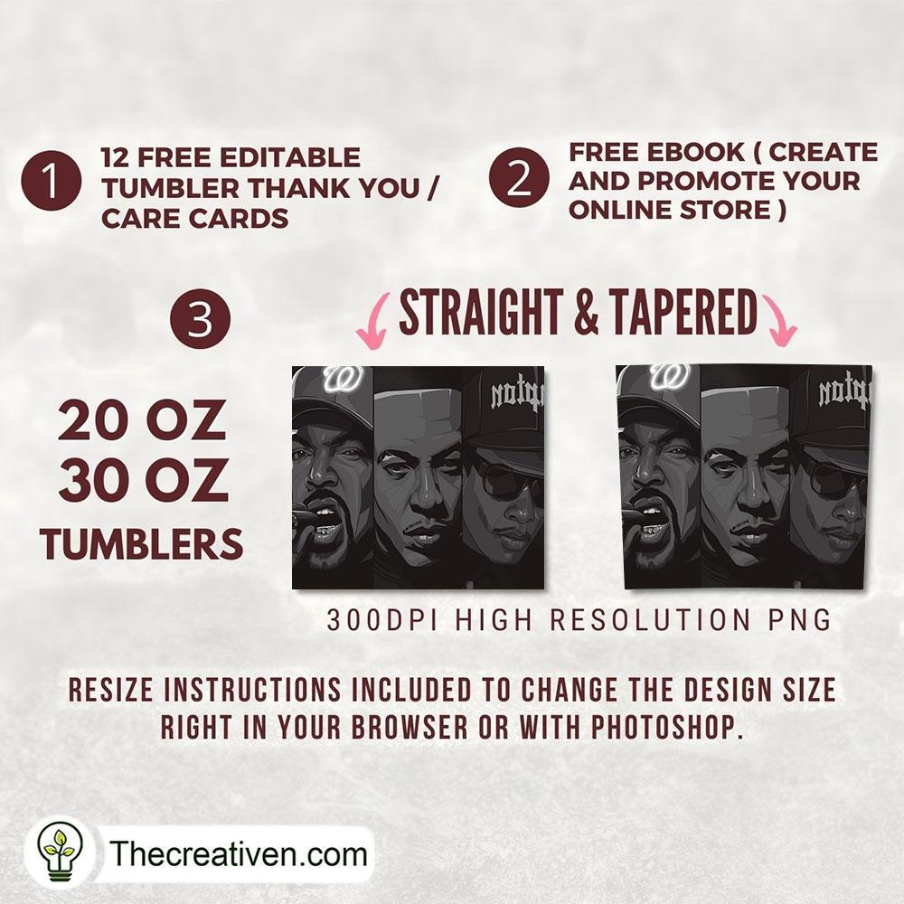 Three Rapper US Full Tumbler Wrap Tumbler Wrap – Digital Download 2 Three Rapper US Full Tumbler Wrap Tumbler Wrap – Digital Download - Image 2