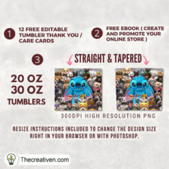 Alternative view of Stitch and Animals Full Tumbler Wrap Tumbler Wrap – Digital Download