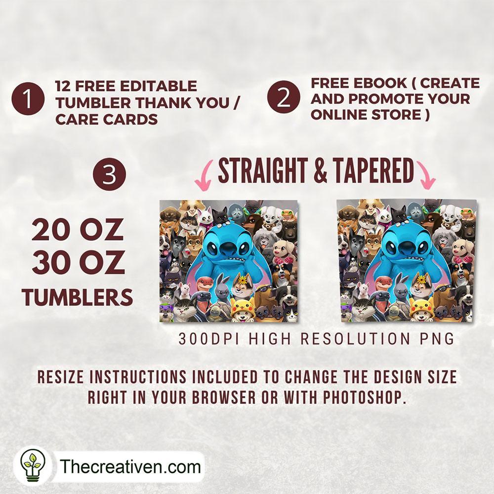 Stitch and Animals Full Tumbler Wrap Tumbler Wrap – Digital Download 2 Stitch and Animals Full Tumbler Wrap Tumbler Wrap – Digital Download - Image 2