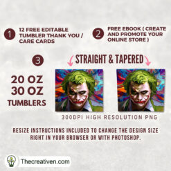Alternative view of Joker Full Tumbler Wrap Tumbler Wrap – Digital Downloa Design 49398
