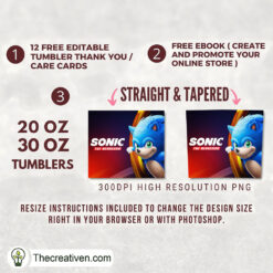 Alternative view of Sonic The Headgehod Full Tumbler Wrap Tumbler Wrap – Digital Download