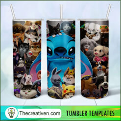 Stitch and Animals Full Tumbler Wrap Tumbler Wrap – Digital Download