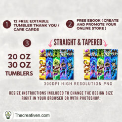 Alternative view of Goku Tumbler Wrap – Digital Download Design 49294