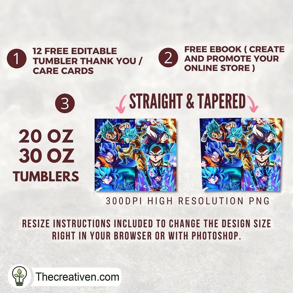 Son Goku Super Saiyan Blue Full Tumbler Wrap, 20oz Skinny Straight, Skinny 20oz, PNG Digital File 2 89 copy 13