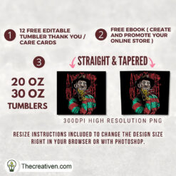 Alternative view of Freddy Krueger Horror Full Tum Tumbler Wrap Download