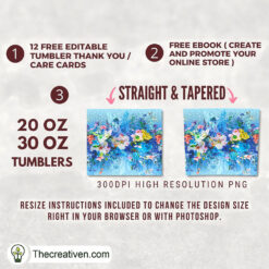 Alternative view of Colorful Flower Full Tumbler Wrap Tumbler Wrap – Digital Download