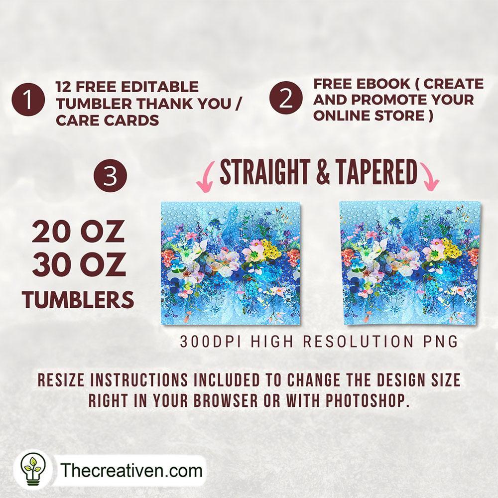 Colorful Flower Full Tumbler Wrap, 20oz Skinny Straight, Skinny 20oz, PNG Digital File 2 23 copy 25