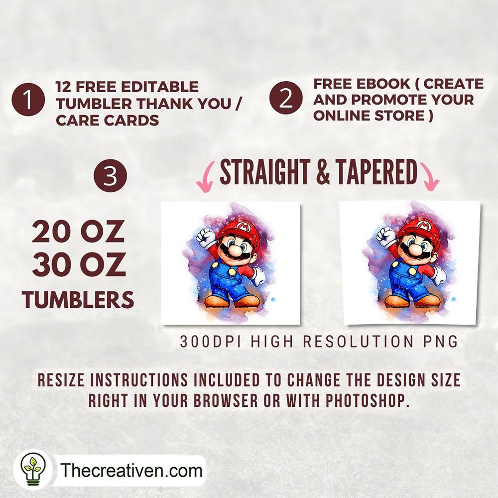 Mario Water Color Full Tumbler Wrap Tumbler Wrap – Digital Download 2 Mario Water Color Full Tumbler Wrap Tumbler Wrap – Digital Download - Image 2