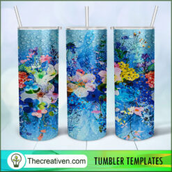Colorful Flower Full Tumbler Wrap Tumbler Wrap – Digital Download