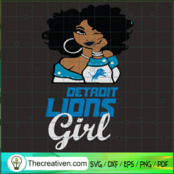 Detroit Lions Girl SVG, Afro Women SVG, Black Girl NFL SVG