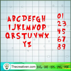 Grinch Font Alphabet SVG, The Red Words SVG, Christmas Words SVG