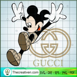 Mickey Jump In Gucci SVG, Disney Mickey SVG, Gucci Luxury Brand SVG