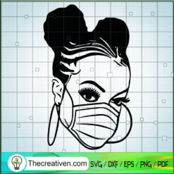 Black Girl Face SVG, Girl Wear Mask SVG, Black Women SVG