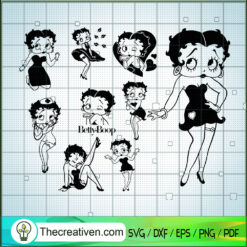 Betty Boop Poses Bundle SVG, Betty Boop SVG, Cartoon Characters SVG